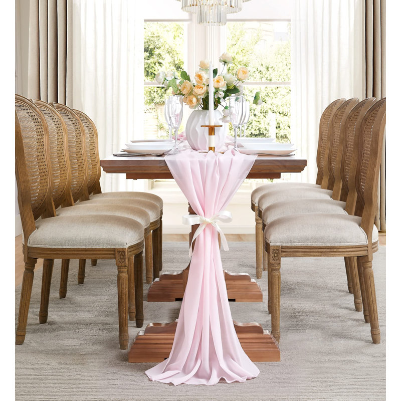 Chemin de table Cheatom, L 156 po x l 35 po, Rose