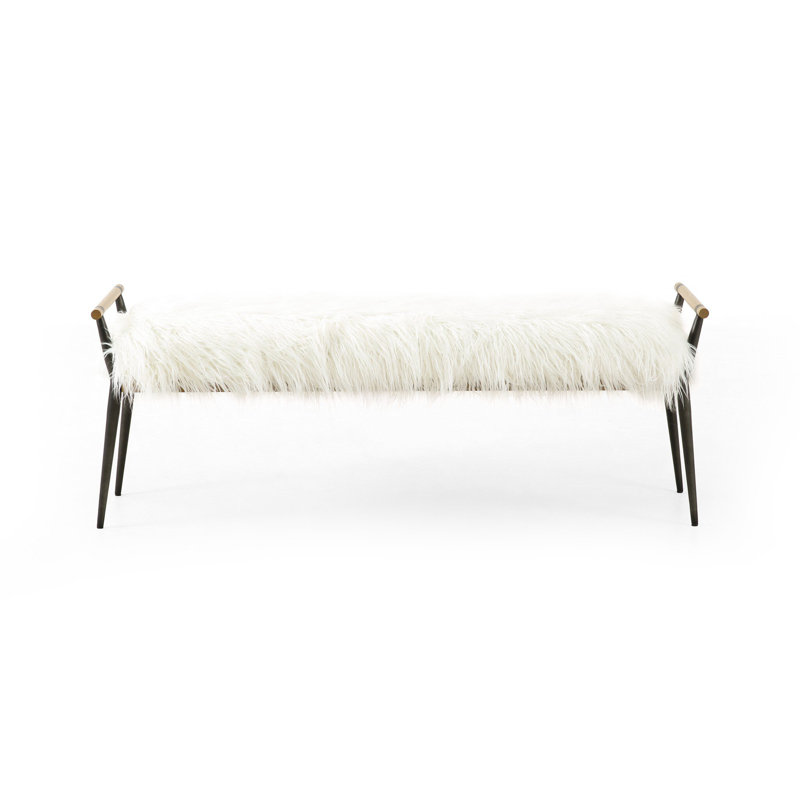 Upholstered Bench, Mongolian Cream Fur