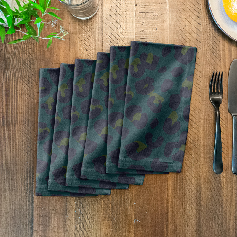 Draycen Cotton Animal Print Square Napkin, Blue