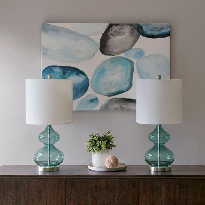 Ensemble de 2 lampes de table incurvées en verre, lampe de chevet décorative moderne