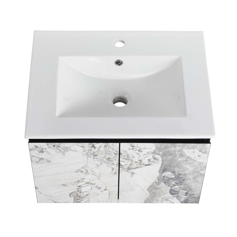 Meuble-lavabo simple 24 po avec plateau en céramique Anjeli