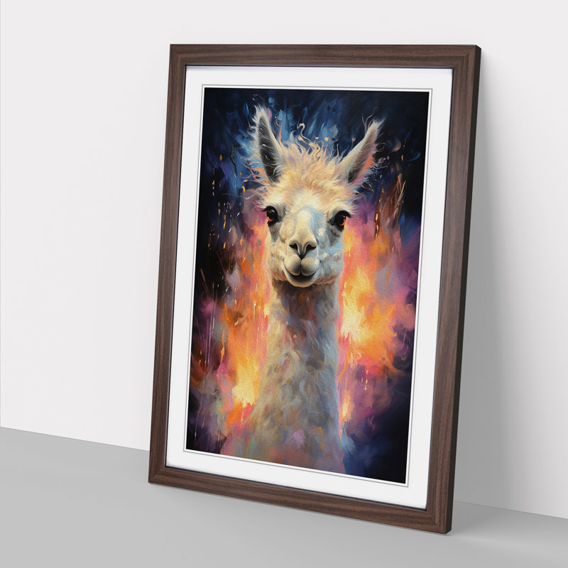 Llama Realism Art - Framed Print, Walnut, 34cm H x 25cm W x 2cm D