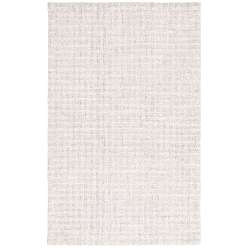 Tapis en laine / coton touffeté à la main ébène gris clair / ivoire, Rectangulaire 8 pi x 10 pi