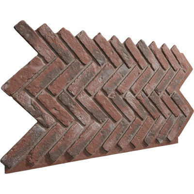 EverStone Herringbone Faux Brick Panel, 46 1/2"W x 25 1/4"H x 1"D, Burnished Red Color