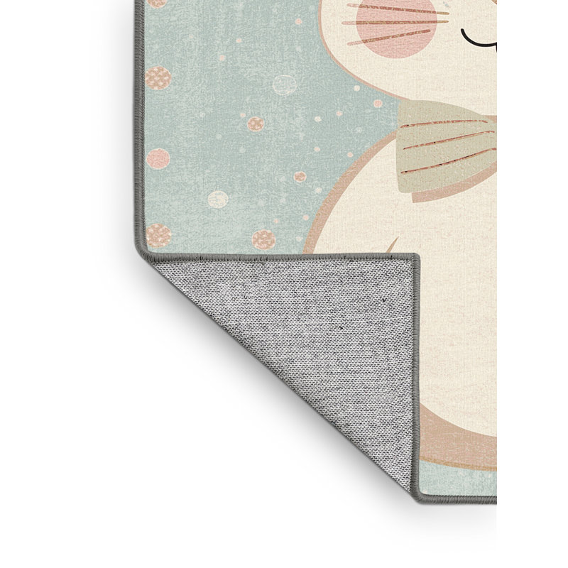 Tapis abstrait moderne et contemporain lavable à la machine à motif abstrait de Pâques en gris - reliure grise, 2 x 5