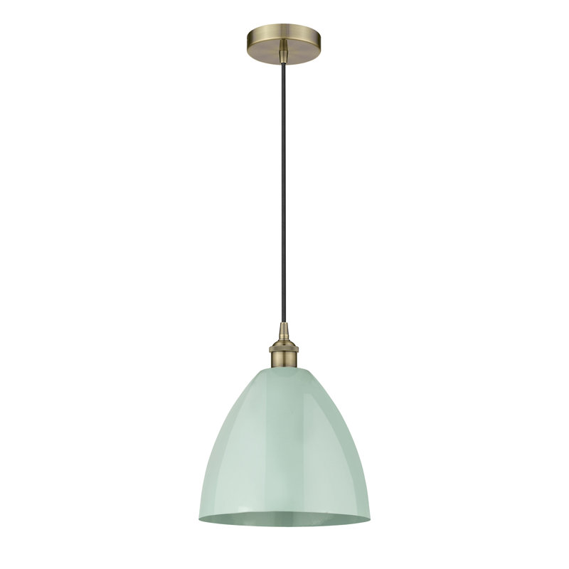 Luminaire suspendu conique 1 lumière, Laiton antique, Écume de mer, écume de mer, H 14,75 po x l 12 po x P 12 po