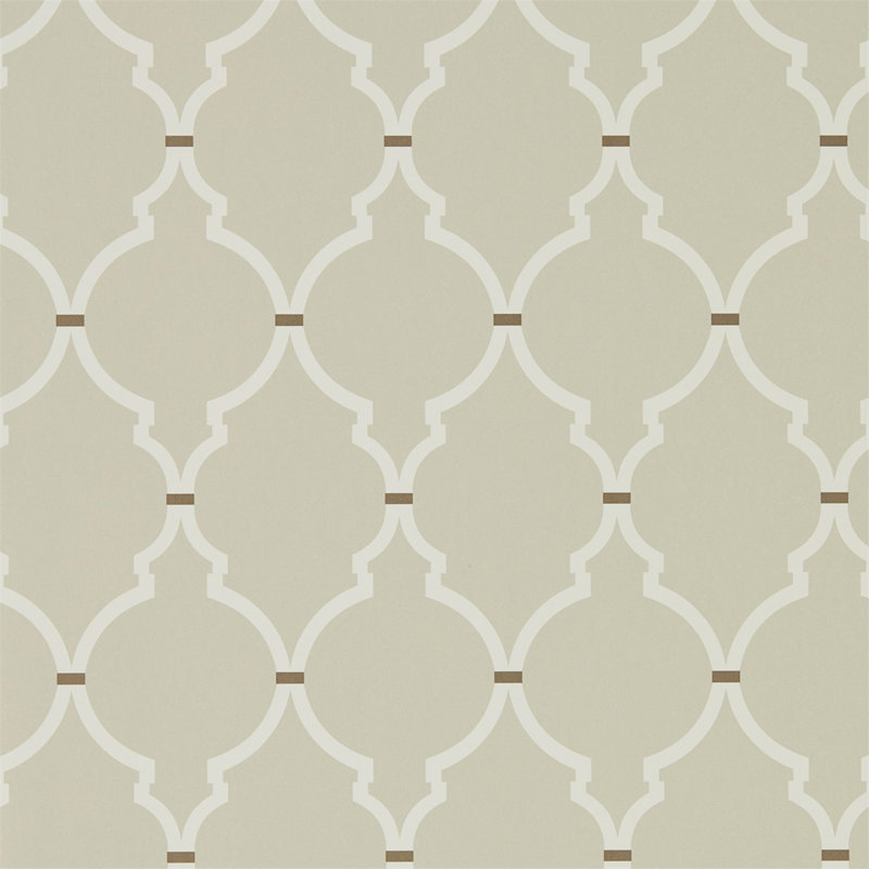 Empire Trellis Wallpaper, Linen/Cream