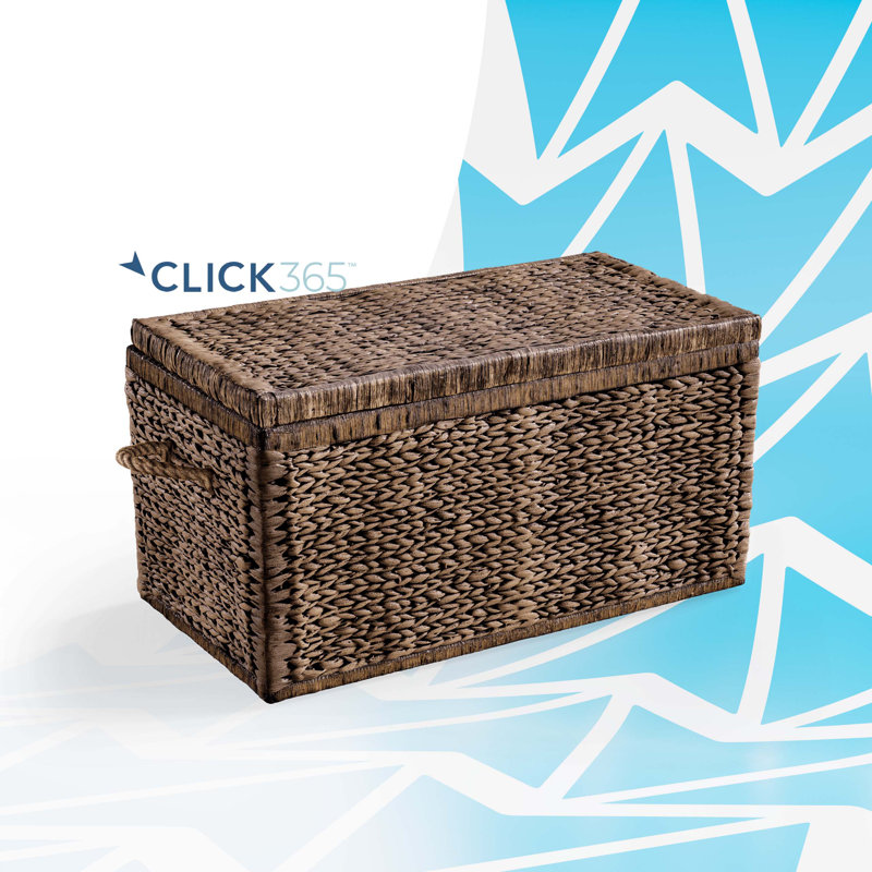 Bella ClickDecor Rustic Farmhouse Wicker Lightweight Indoor/Outdoor Storage Container Ottoman, Brown