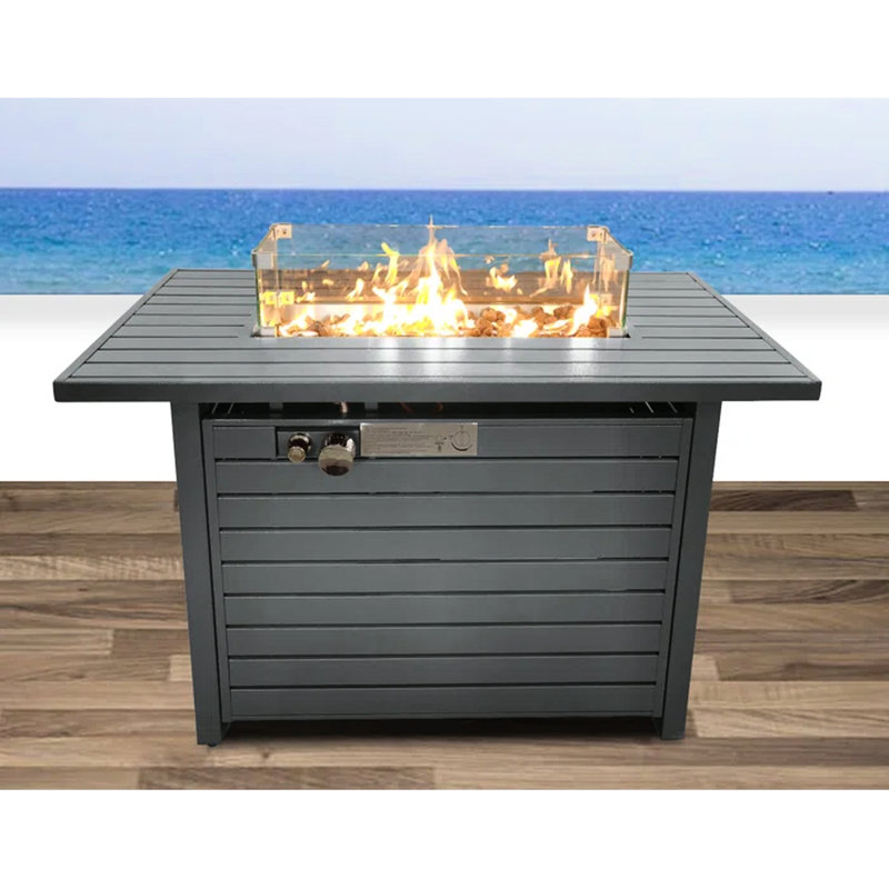 Table de foyer d'extérieur au propane en acier de 42 po x l 25 po avec couvercle - Jardin d'extérieur au propane intriguant, choix de décoration