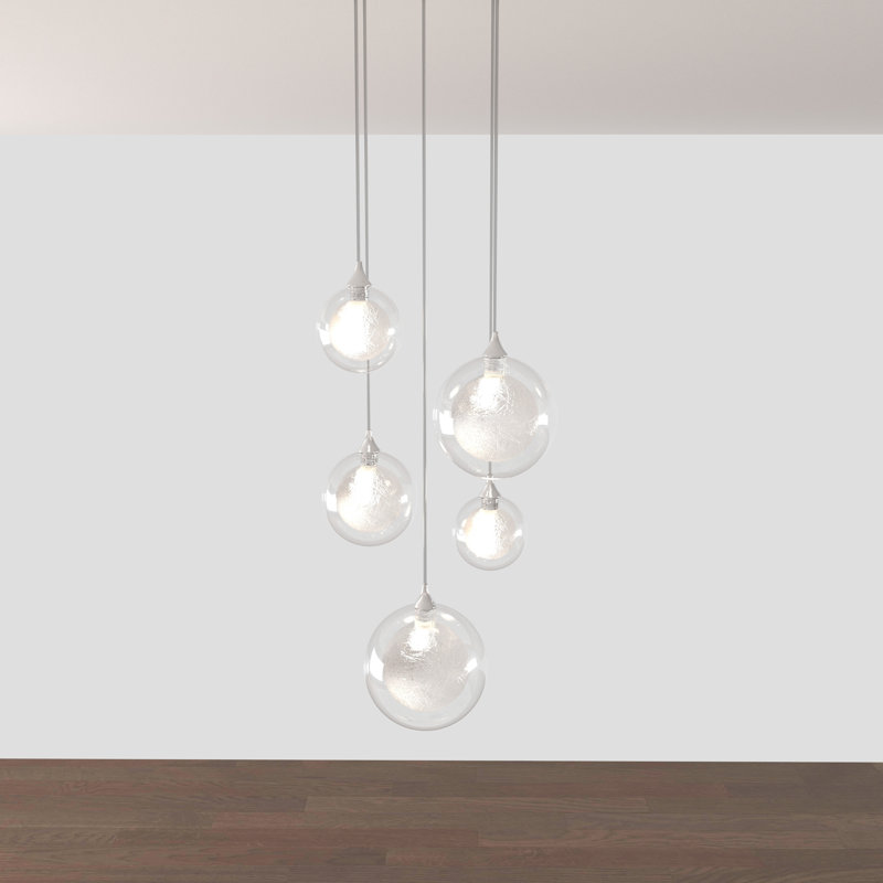 Reflection Twigs 5 - Light Pendant, Clear/Silver, 120" H x 12" W x 12" D, Chrome