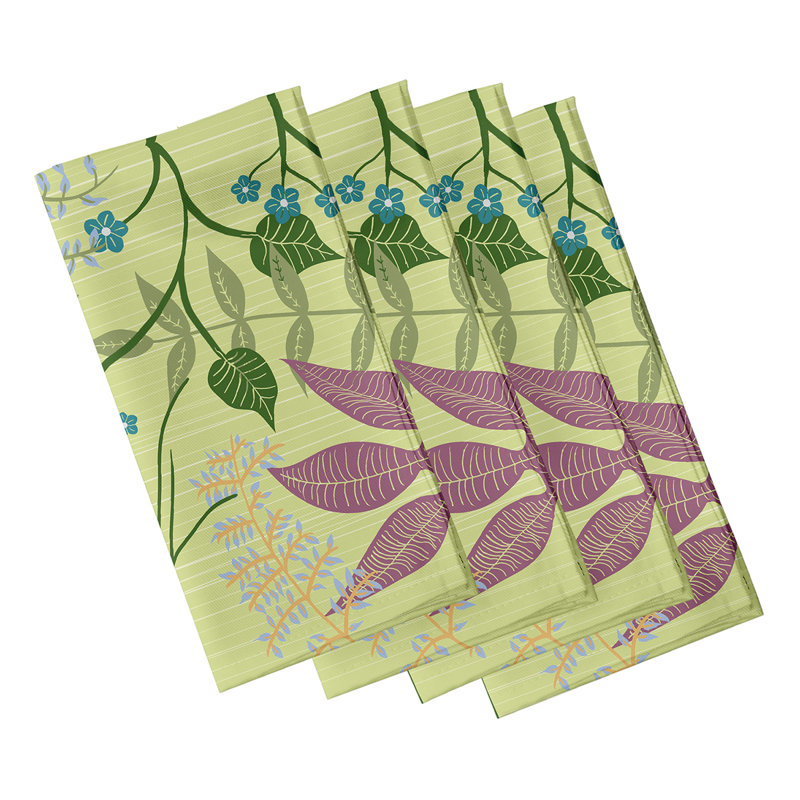 Slezak Polyester Floral Square Napkin, 18" W x 18" L, Green