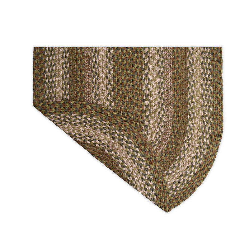 Bryiana Farmhouse Braided Jute Green Area Rug, Oval 2' x 4'