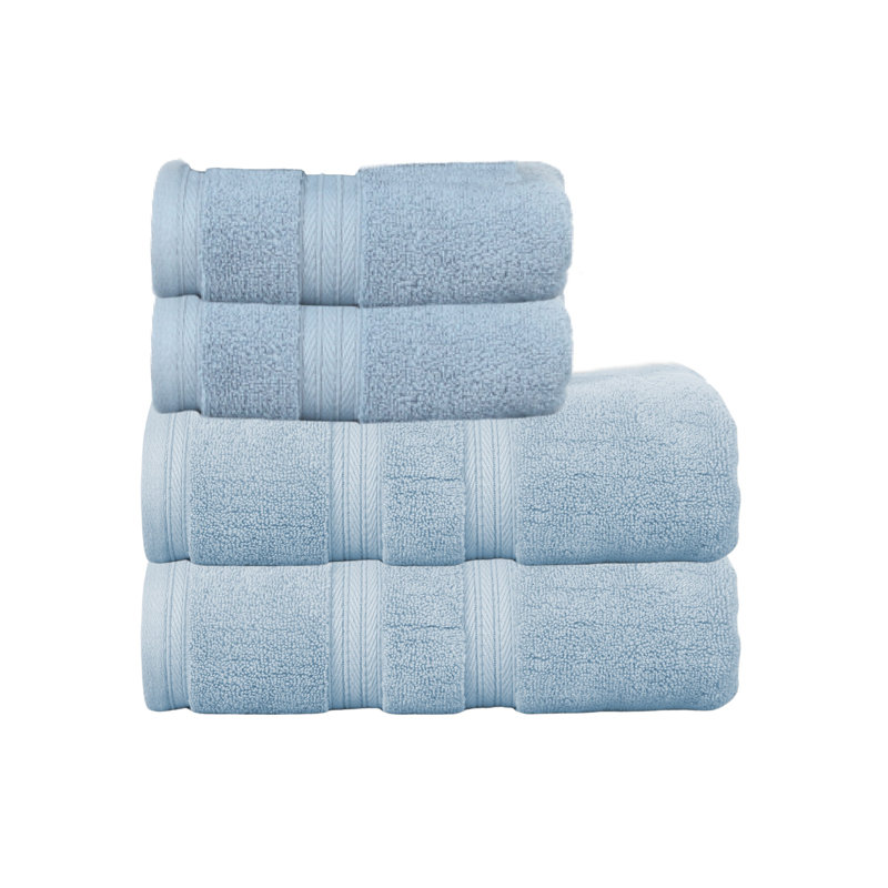 Elegance Essentials 550GSM 100% Cotton Zero Twist Bath Towel Set (2 Bath Towel, 2 Hand Towel), Blue