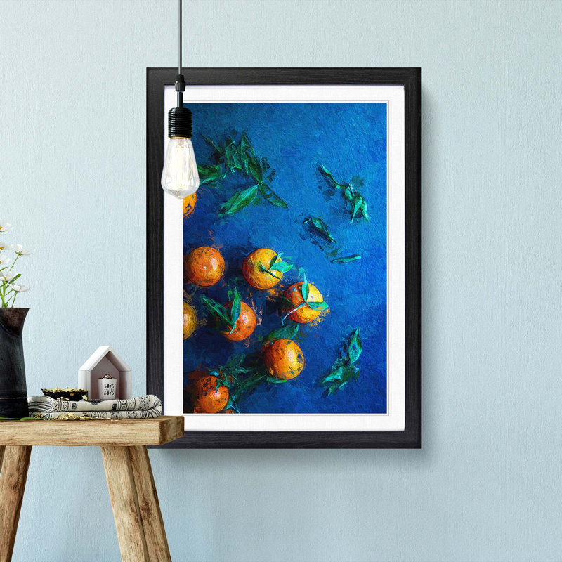 Fresh Oranges - Framed Print, 48cm H x 36cm W x 2cm D, Black Framed