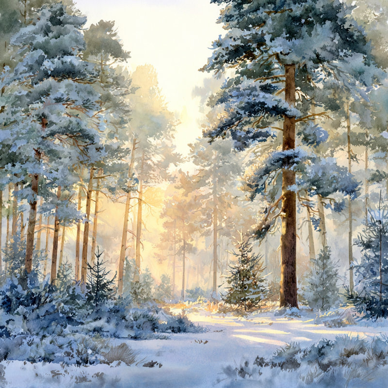 «Winter Glade Morning Glow», art mural sur toile tendue, H 40 po x l 40 po
