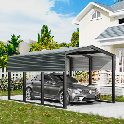 15X10 FT Metal Carport, Heavy Duty Carport Canopy With Reinforced Frame, Galvanized Steel Roof, Waterproof & UV Protected Garage, Outdoor Garage
