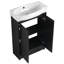 Lavabo de meuble-lavabo autoportant de 23 po. Modèle compact contemporain. Mouvement de porte à fermeture en douceur. Rangement abondant. Schéma de couleur châtaignier noir. Meuble-lavabo de salle de bain moderne facile à décontamine, châtaignier,-628704228