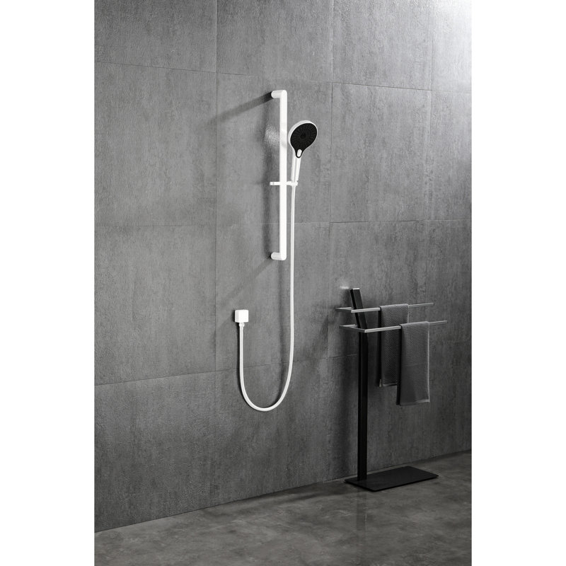 Pomme de douche en acier inoxydable avec tuyau de 69 pouces, différents modes de jet, douche à main robuste de style blanc, barre coulissante de 28 pouces, diverses fonctions, apparence