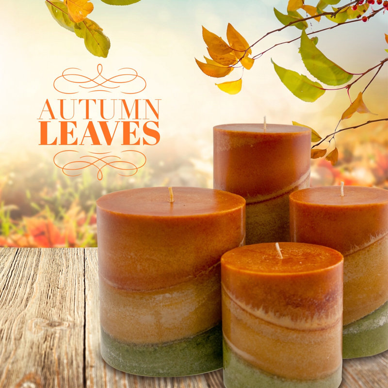 Autumn Leaves Woodsy Scented Candle, 6" H x 4" W x 4" D