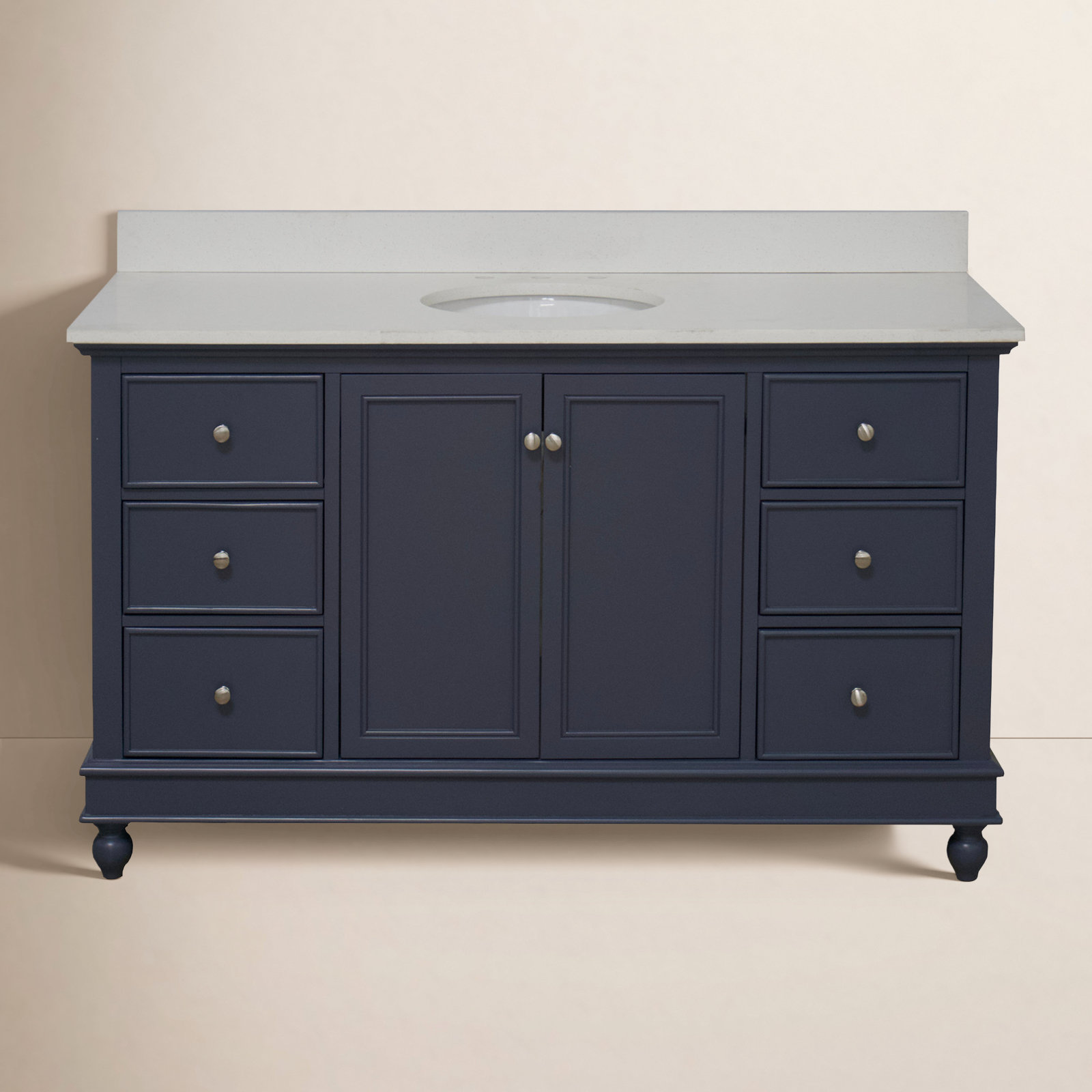 60'' Single Bathroom Vanity, Quartz, Marine Gray