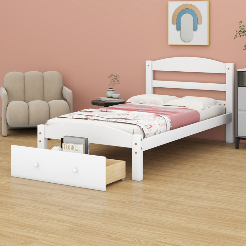Granita Platform Storage Bed, White