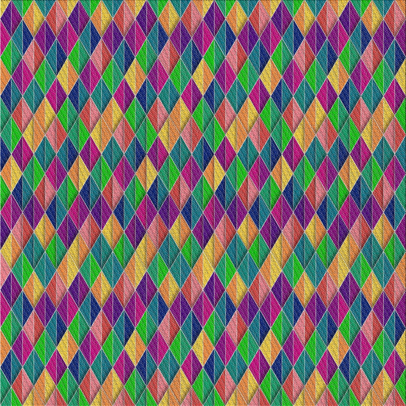 Tapis vert/orange/mauve à motifs, Carré 6 pi