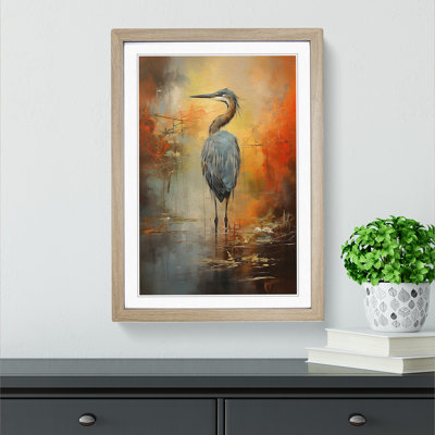Heron Action Painting - Framed Print
