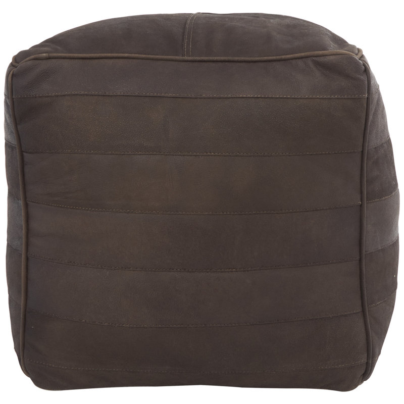 Repose-pieds en cuir Shari, Cuir véritable brun foncé