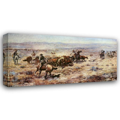 Art sur toile Alcott Hill® Russell, Charles M., titré: The Round-Up