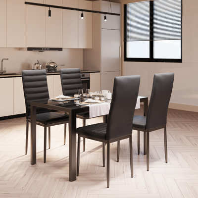 5-Piece Tempered Glass Modern Dining Set
