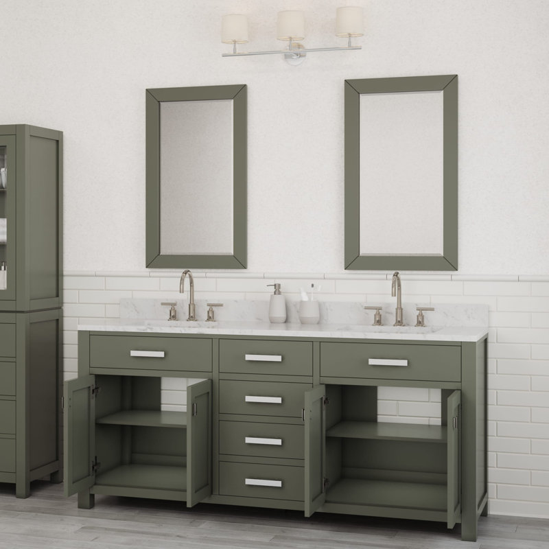 Minnetrista Bathroom Vanity with Marble Top, Glacial Green, Chrome