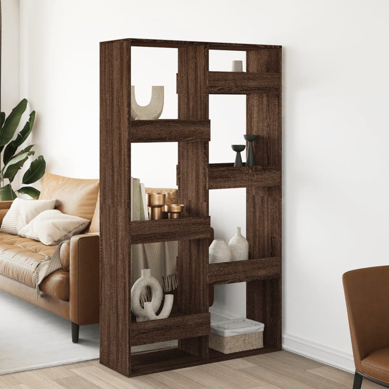 Amiliah 100 cm W Bookcase, 175cm H x 100cm W x 33cm D, Brown oak look