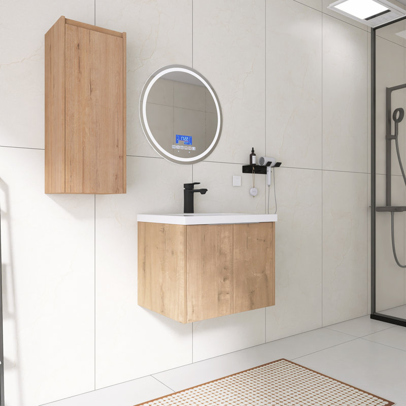 Ensemble de meuble-lavabo mural 24 po avec lavabo en résine et armoire murale, 24"
