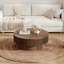 Table basse ronde avec rangement pour salon, chambre à coucher, appartement ou bureau
