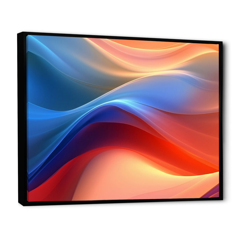Orange / bleu fractale fractale II, Cadre flottant noir, H 30 po x l 40 po x P 1,5 po