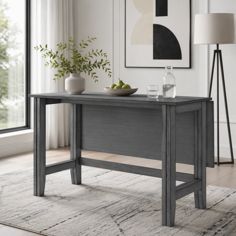 Extendable Drop-Leaf Dining Table, Gray