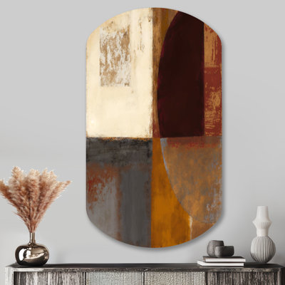 Chocolate Brown Elementary V - Abstract Cylinder Shape Assymterical Metal Wall Art