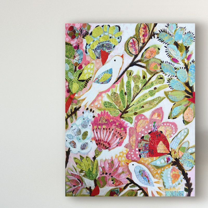«Paper Birds I» par Karen Fields, reproduction d'art graphique sur toile, H 24 po x l 18 po x P 2 po