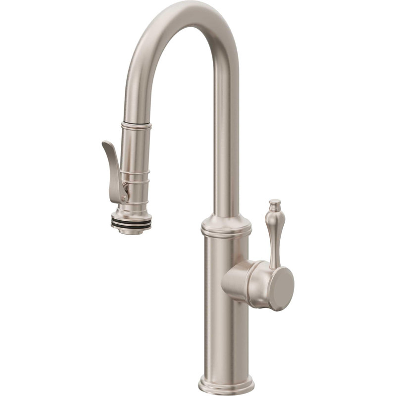Davoli Pull-Down Prep/Bar Faucet with Squeeze Sprayer, Satin Nickel