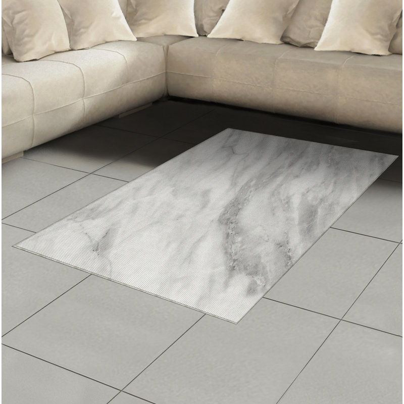 Marble Print High Density Long Fiber Poly Threads Decorative Area Rug Carpet, Rectangle 2'7" x 5'