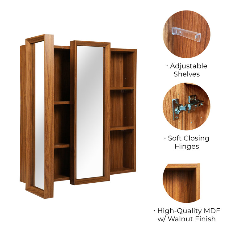 22 x 3 x 0.5 Oak Wood Medicine Cabinet Shelf Replacement - 1PCS