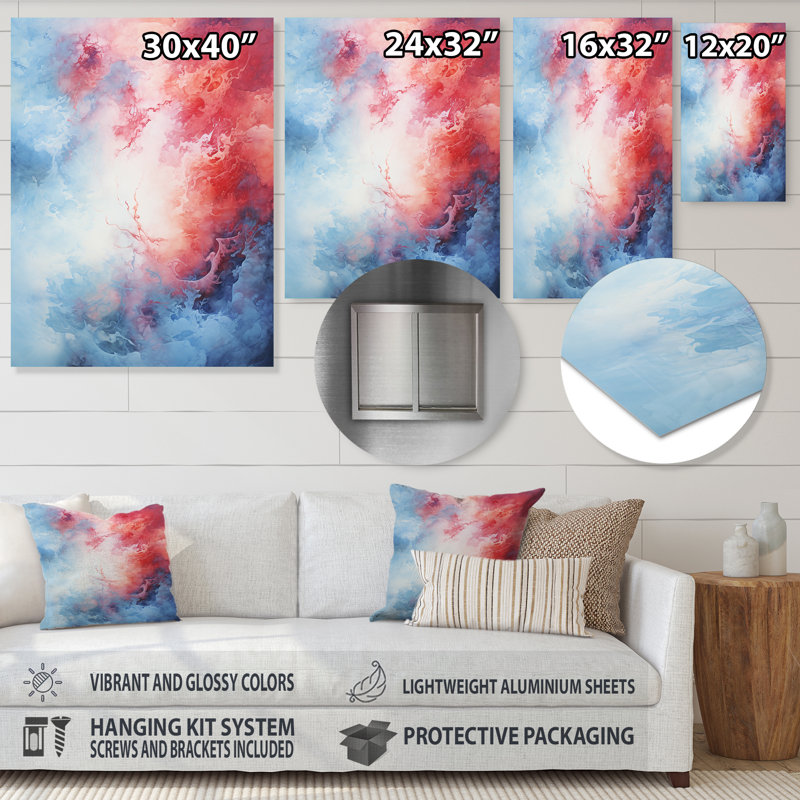 Feu et glace Tachisme Drift III - art mural en métal Tachisme, H 32 po x l 24 po x P 1 po