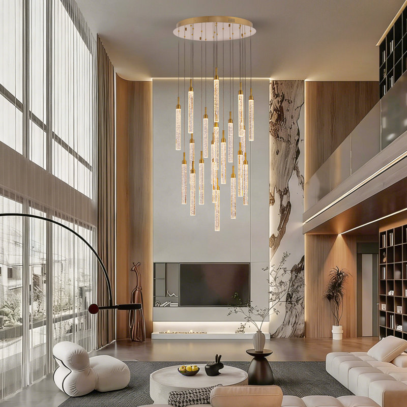 20 - Light Cluster Chandelier LED Long High Ceiling Pendant for Stairs