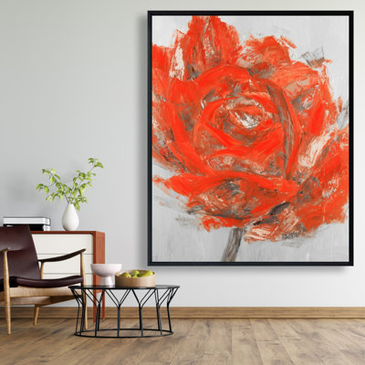 Abstract Red Flower Print On Canvas
