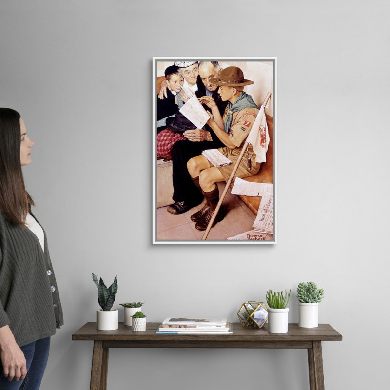 Art mural sur toile Norman Rockwell, Cadre flottant blanc, H 32 po x l 22 po x P 1,75 po