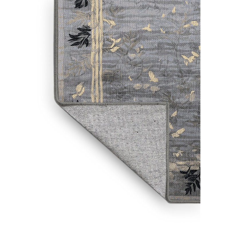 Machine Washable Gray Area Rug, Square 8'