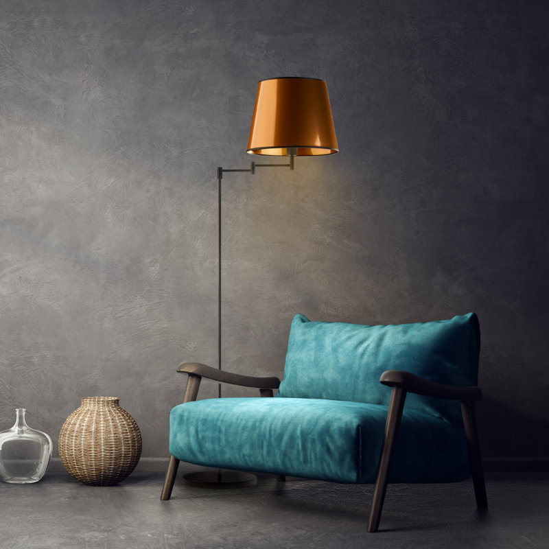 165cm Swing Arm Floor Lamp, Copper