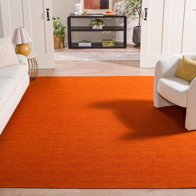 Tapis en laine / coton orange tissé à la main Brandal