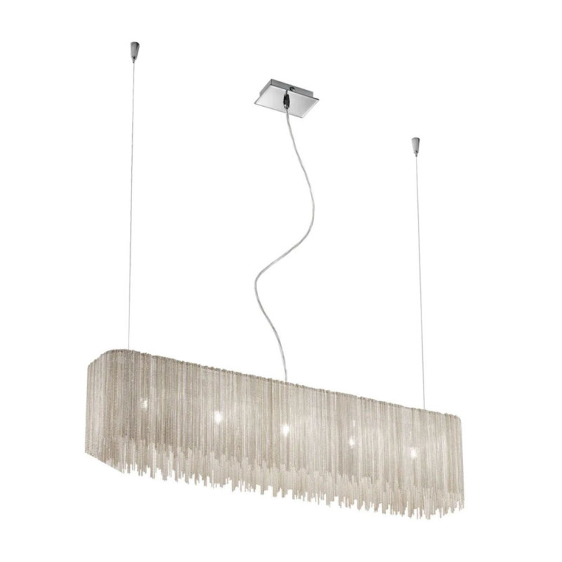 Lustre rectangulaire en acier Light Cloud, Bronze Antique, Chrome chrome, 4 po de largeur x 23 po de longueur x 6 po de haut