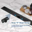 Drain de douche linéaire 28 po avec grille à motif de barre amovible, drain linéaire avec crépine et pieds de nivellement, acier inoxydable, noir mat-119466773